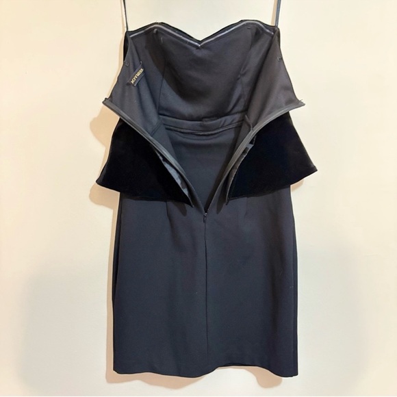 $9🎅🏼  Black Velvet Peplum Strapless Sweetheart Neckline Cocktail Dress - Picture 7 of 14